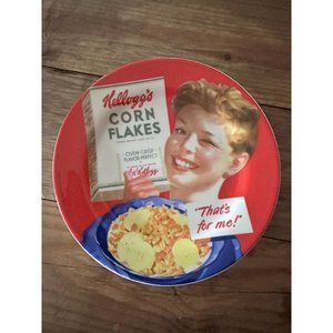 KELLOGGS 2006 8" round red CORN FLAKES CEREAL Ceramic Plate "that's for me"